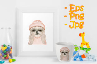 Adorable Cute Dog with Hat Watercolor Illustrations for Digital Sellers