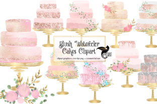 Blush Watercolor Cakes Clipart: A Versatile Illustration Set for Lifestyle Blogs and Content Brands