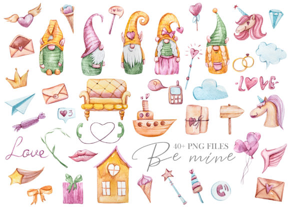Charming Watercolor Valentine Gnomes Illustrations for Local Branding and Seasonal Packaging