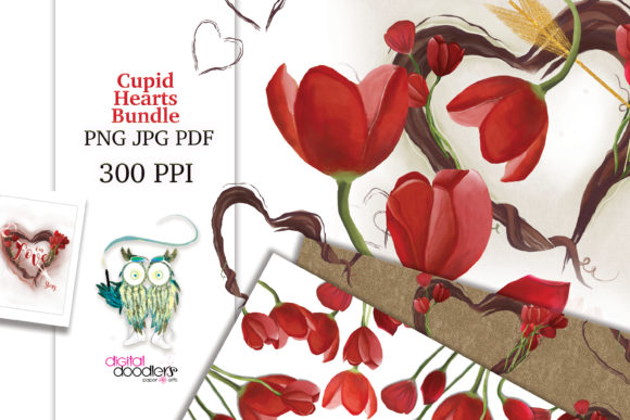 Cupid Hearts Watercolor Bundle