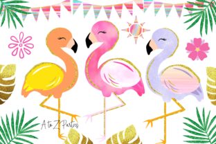 h1Flamingo Glitter Watercolor Tropical Illustrations for Digital Sellers/h1