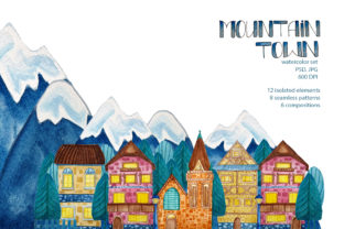 h1Watercolor Mountain Town Illustrations for Creative Sellers/h1