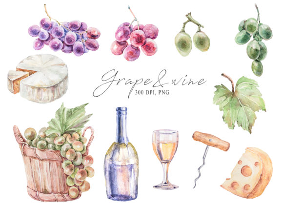 h1Watercolor Wine and Grape Illustrations for Branding and Creative Projects/h1