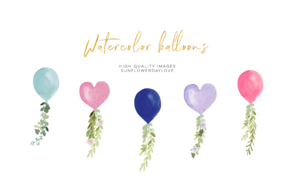 Heart Balloon Watercolor Clipart Balloon – A Versatile Illustration for Crafters & Etsy Sellers