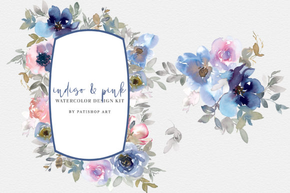 Indigo and Pink Watercolor Clipart Set: A Brand Designer’s Review for Local Business Branding