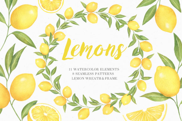 Lemon Watercolor Collection Illustrations
