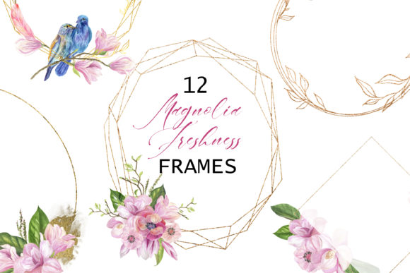 Magnolia Watercolor Frame Clipart Adds Handmade Elegance to Illustrations