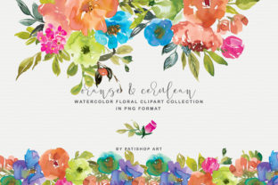 Orange and Cerulean Watercolor Florals: A Fresh Illustration for Blog and Editorial Design