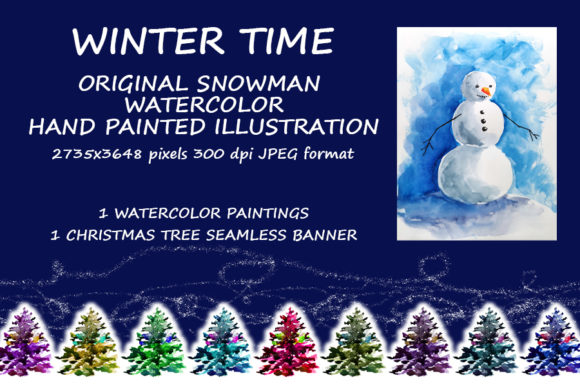 Snowman Watercolor Illustration, Banner Review