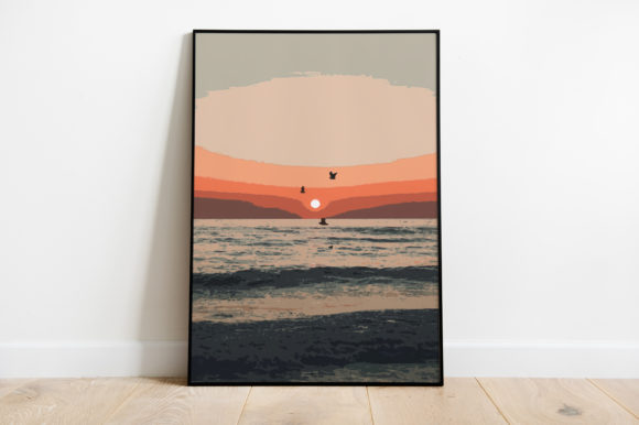 Sunset View Landscape Watercolor Illustrations for Digital Sellers