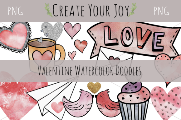 Valentine Watercolor Doodle Bundle PNG: A Designer’s Review for Real Client Projects