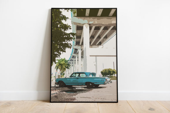 Vintage Blue Car Watercolor Illustrations for Timeless Branding