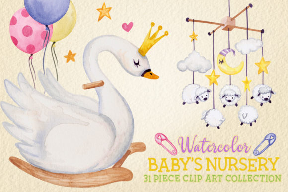 Watercolor Baby Nursery Clip Art Set: Soft Illustrations for Heartfelt Branding
