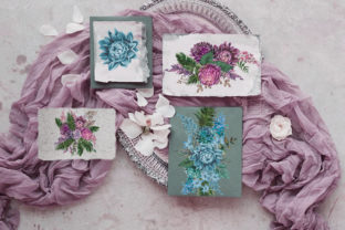 Watercolor Blue, Purple, Green Flowers Illustrations for Real Design Projects