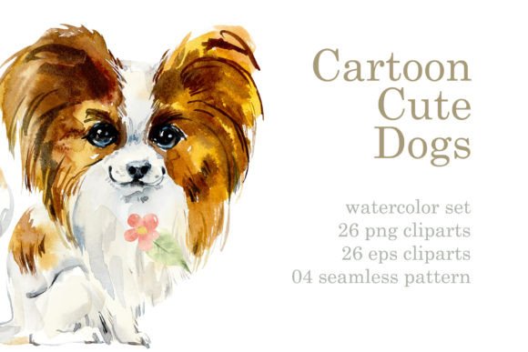 Watercolor Cartoon Small Dogs Illustrations for Crafters & Handmade Sellers