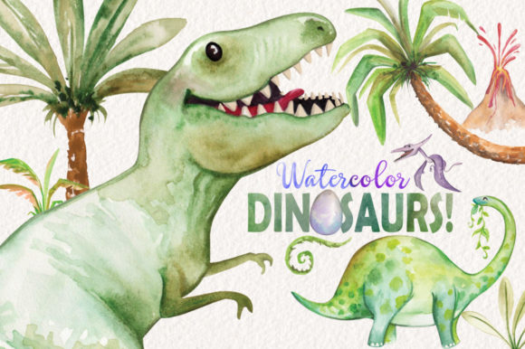 Watercolor Dinosaurs Elements: A Fresh Illustration Pack for Playful Editorial Design