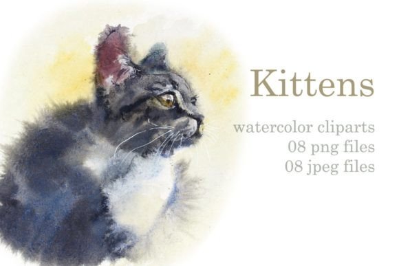 Watercolor Fluffy Cute Kittens Illustrations for Crafting & Handmade Business