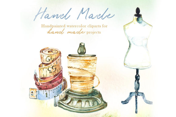 Watercolor Hand Made Clipart Set for Illustrations & Digital Product Sellers