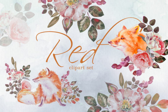 Watercolor Red Clipart Set for Illustrations & Digital Product Sellers