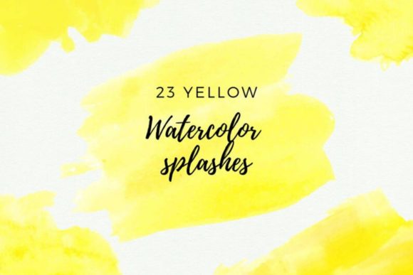 Watercolor Splash Clipart, Yellow Dots & Illustrations