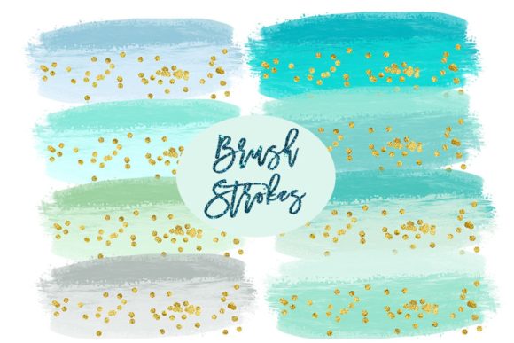 Watercolor Splashes Clipart, Mint Brush for Etsy & Print-on-Demand Sellers