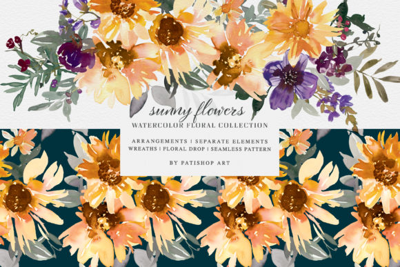 Watercolor Sunflower Illustrations for Crafting & Handmade Business
