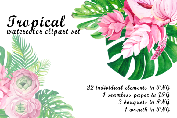 Watercolor Tropical Illustrations for Crafters & Handmade Business Designers