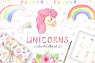 Watercolor Unicorns Set Vol.2 – Illustrations for Creative Sellers