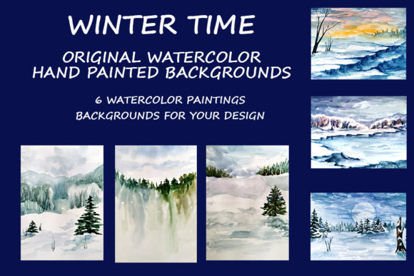 Winter Time Set Watercolor Illustrations for Digital Sellers